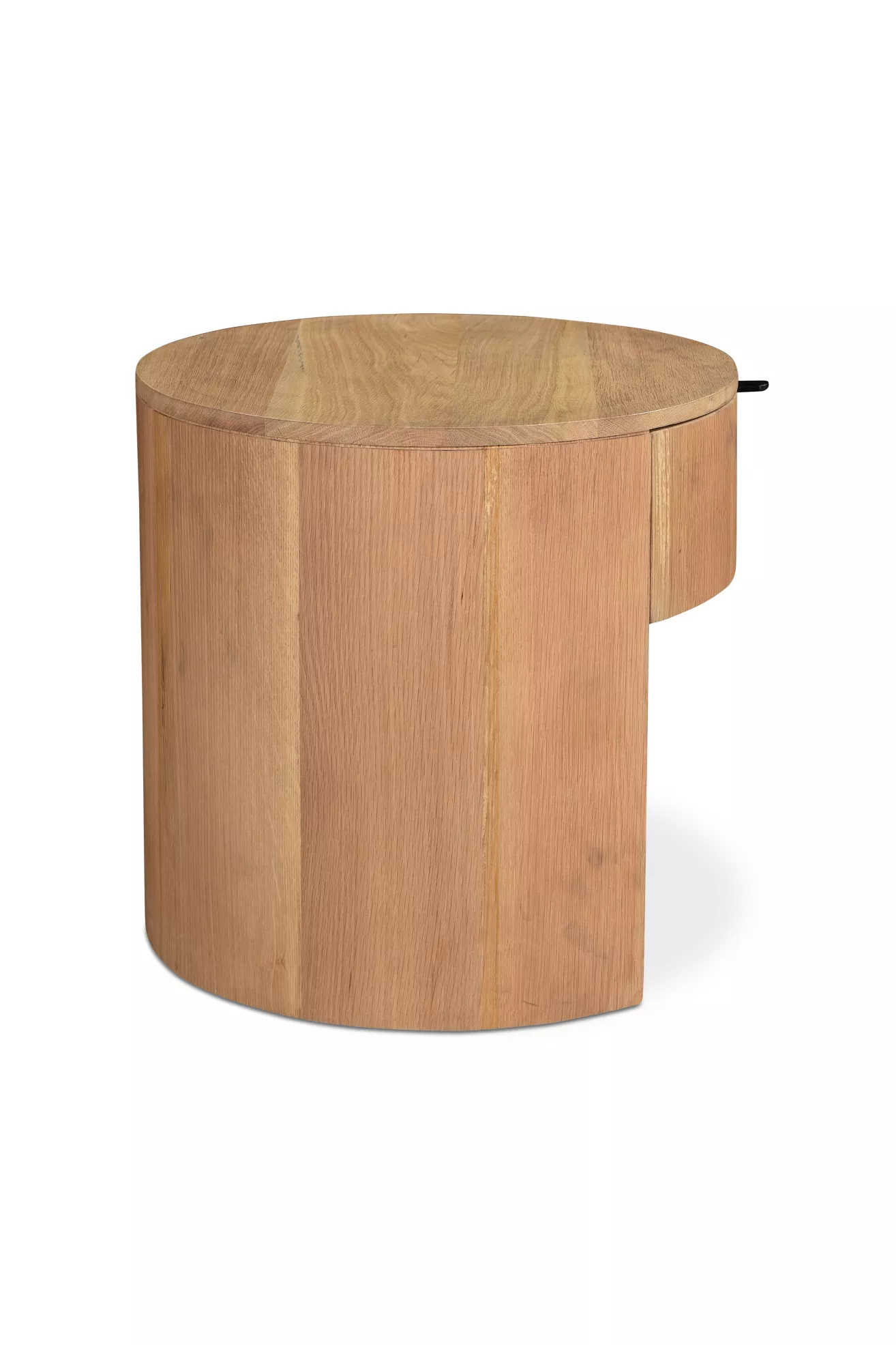 Theo Solid Oak Round Nightstand with Drawer | AnthroHome