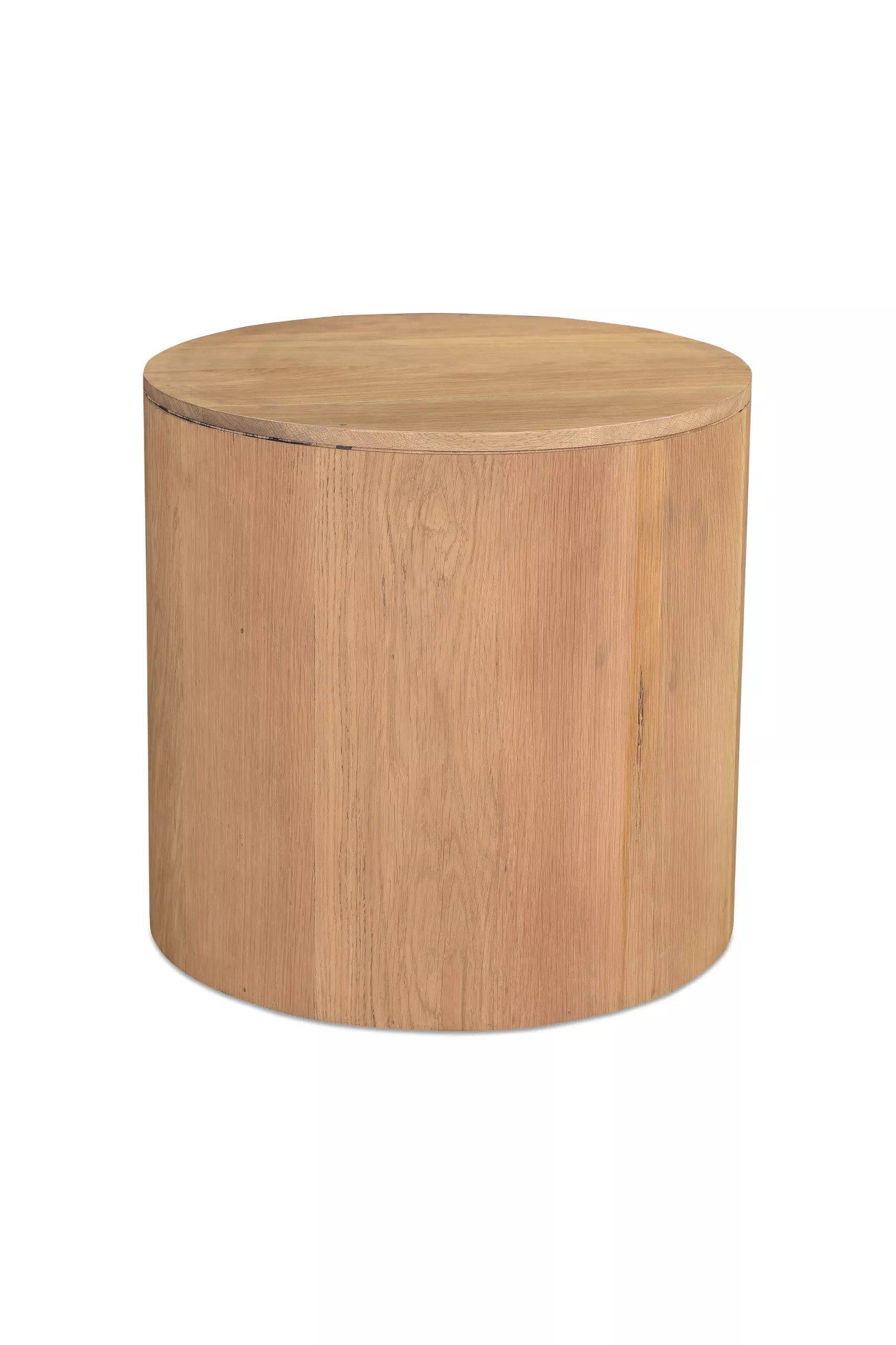 Theo Solid Oak Round Nightstand with Drawer | AnthroHome