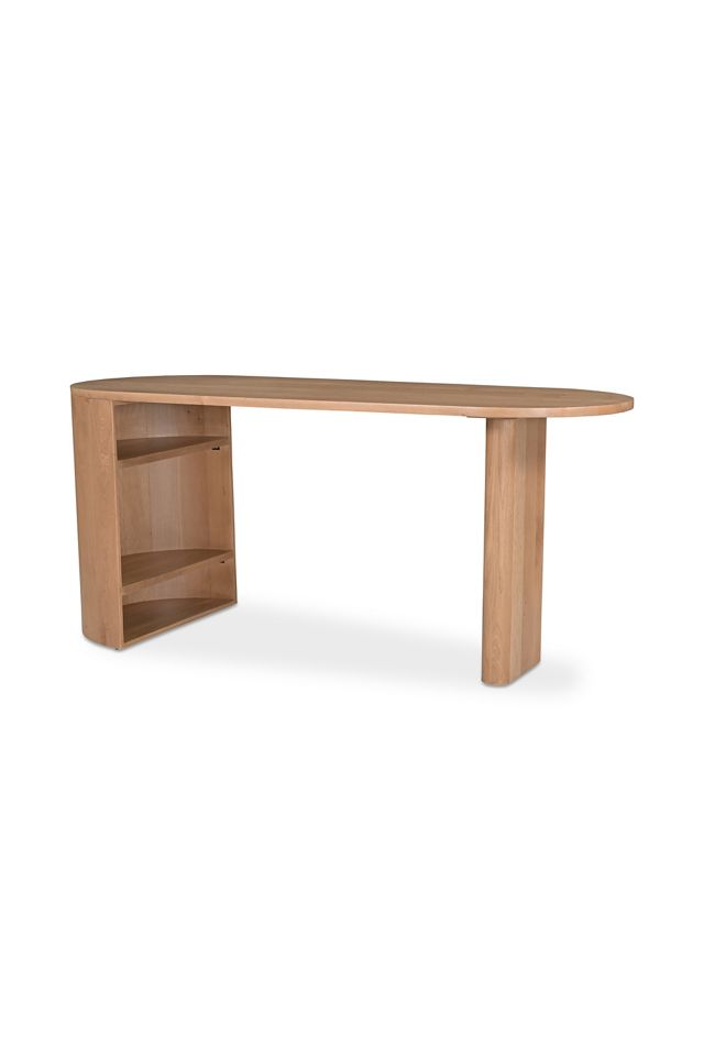 Theo Oak Oval Three-Shelf Desk #1