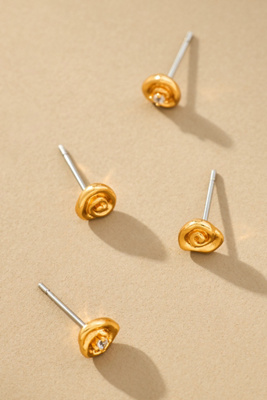 Luv Aj Coquille Earrings, Set Of 2 In Gold