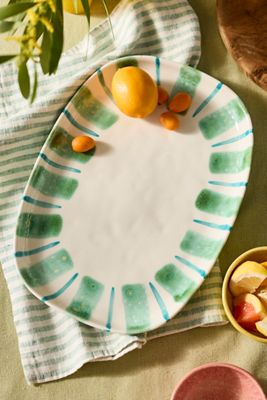 Striped Earthenware Serving Platter