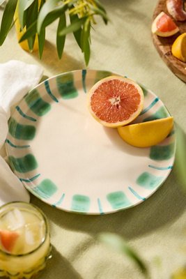 Striped Earthenware Dinner Plate