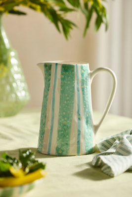 Anthropologie Striped Earthenware Pitcher