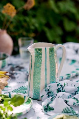 Striped Earthenware Pitcher