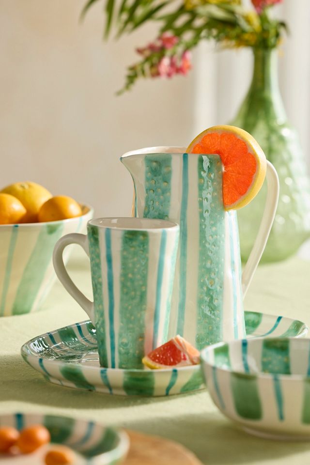 Striped Earthenware Pitcher #4
