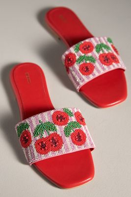 The Fiona Beaded Slide Sandals by Maeve