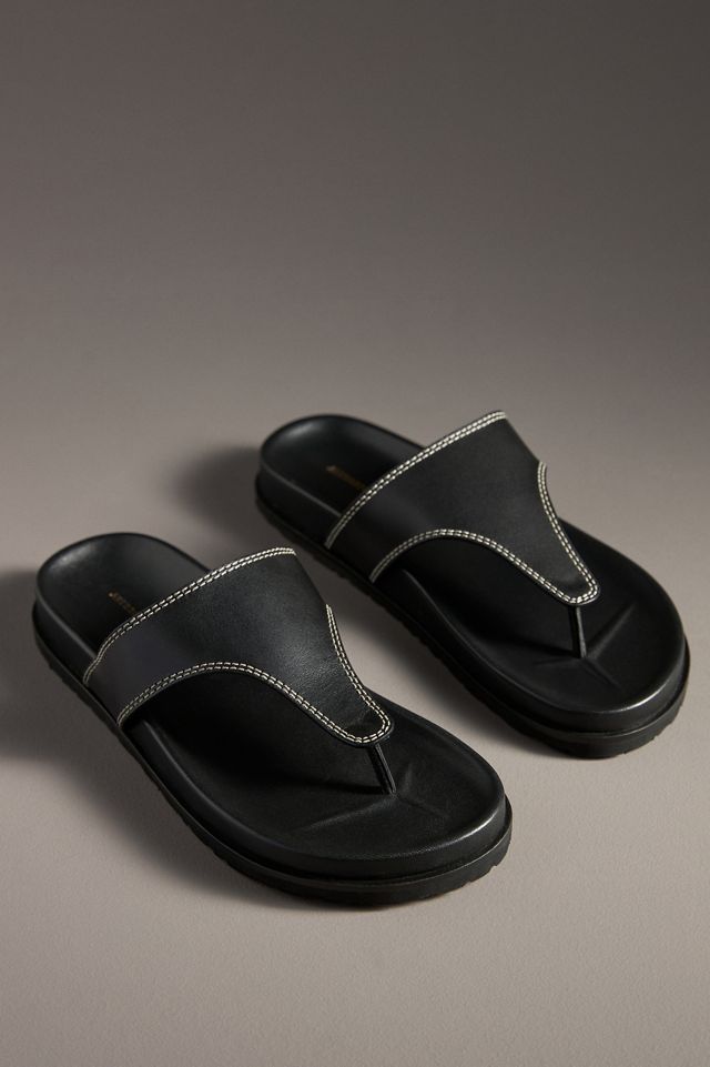 By Anthropologie Stitched Platform Thong Sandals #1