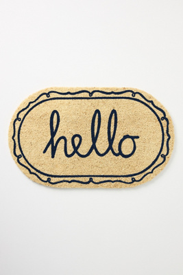 Anthropologie Hello Oval Printed Coir Doormat