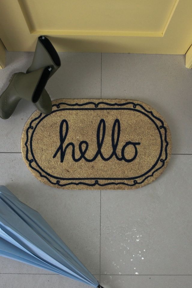 Hello Oval Printed Coir Doormat #4