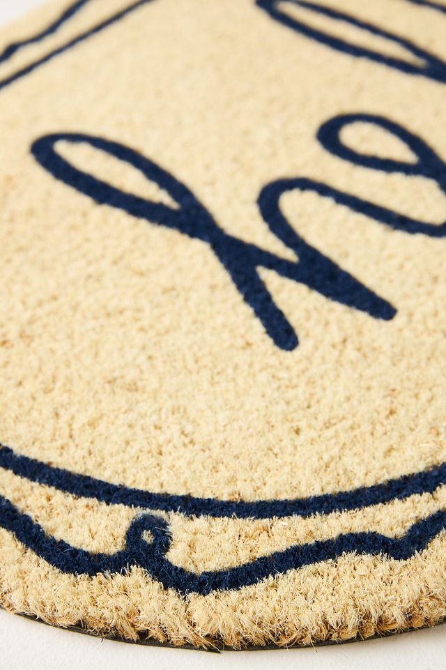 Hello Oval Printed Coir Doormat #1
