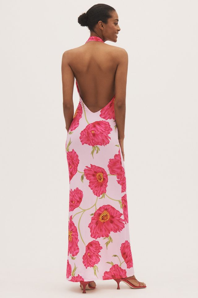 AFRM Imade Halter Cowl-Neck Open-Back Maxi Dress #3