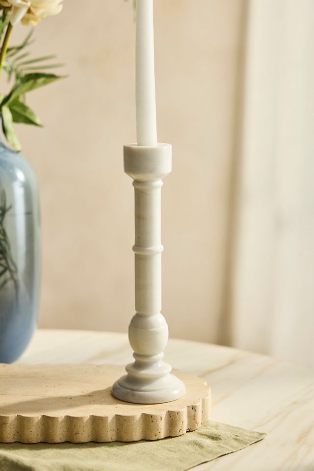 White Marble Taper Holder #1