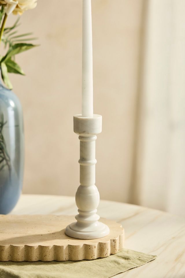 White Marble Taper Holder #2