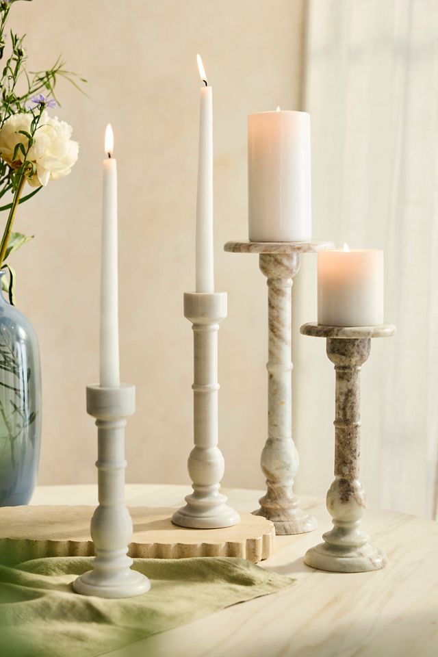 White Marble Taper Holder #3
