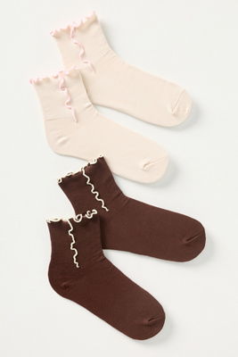 By Anthropologie Ruffle Cuff Socks, Set Of 2