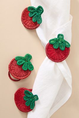 Handwoven Fruit Napkin Rings, Set of 4