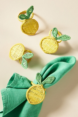 Handwoven Fruit Napkin Rings, Set of 4