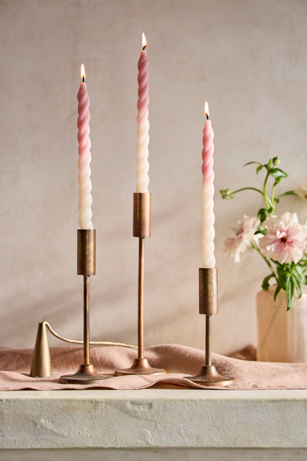 Twisty Tapers, Set of 3 Ombre - Rose, Standard, One Size