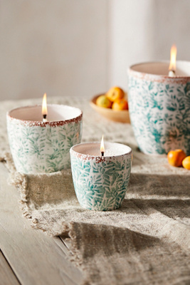 Terrain Ceramic Citronella + Thyme Candle, Coral Floral