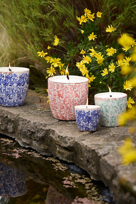 Terrain Ceramic Citronella + Thyme Candle, Coral Floral