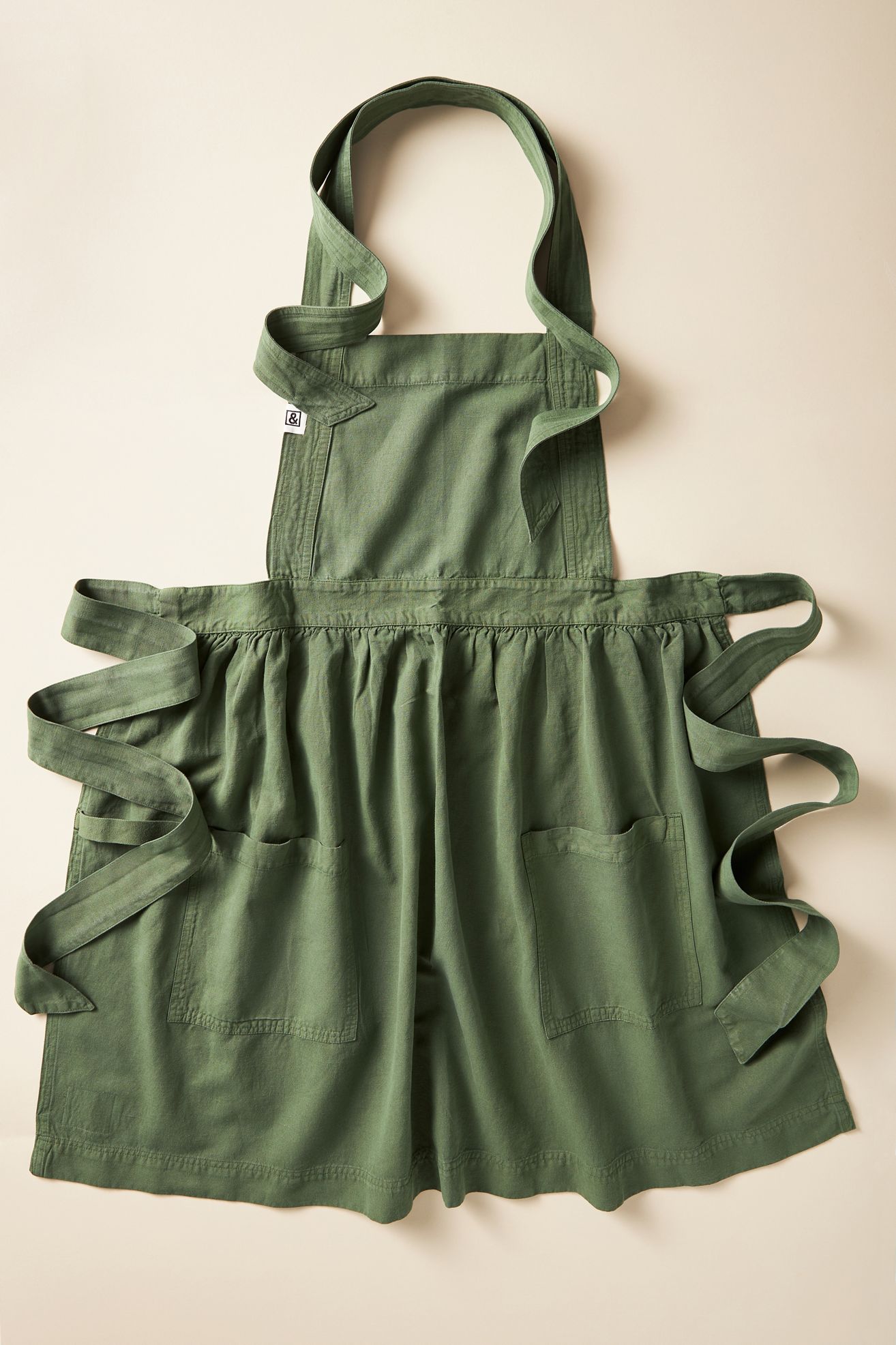 Hedley & Bennett Cotton-Linen Pinafore Apron - BROCCOLINI, One Size