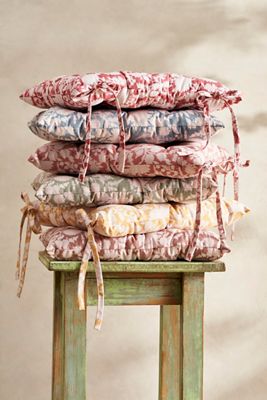 Floral Block Print Seat Cushion
