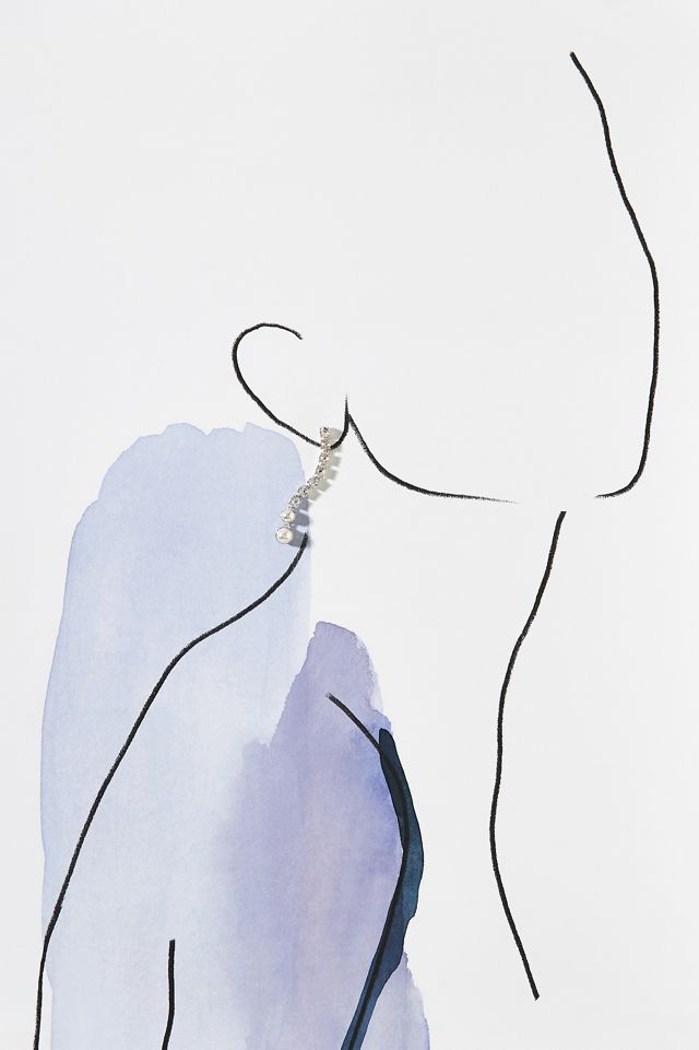 NADRI Pearl Tennis Linear Drop Earrings #1