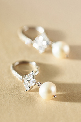 NADRI PEARL DROP HUGGIE EARRINGS 