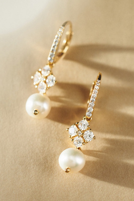 NADRI PEARL DROP HUGGIE EARRINGS 