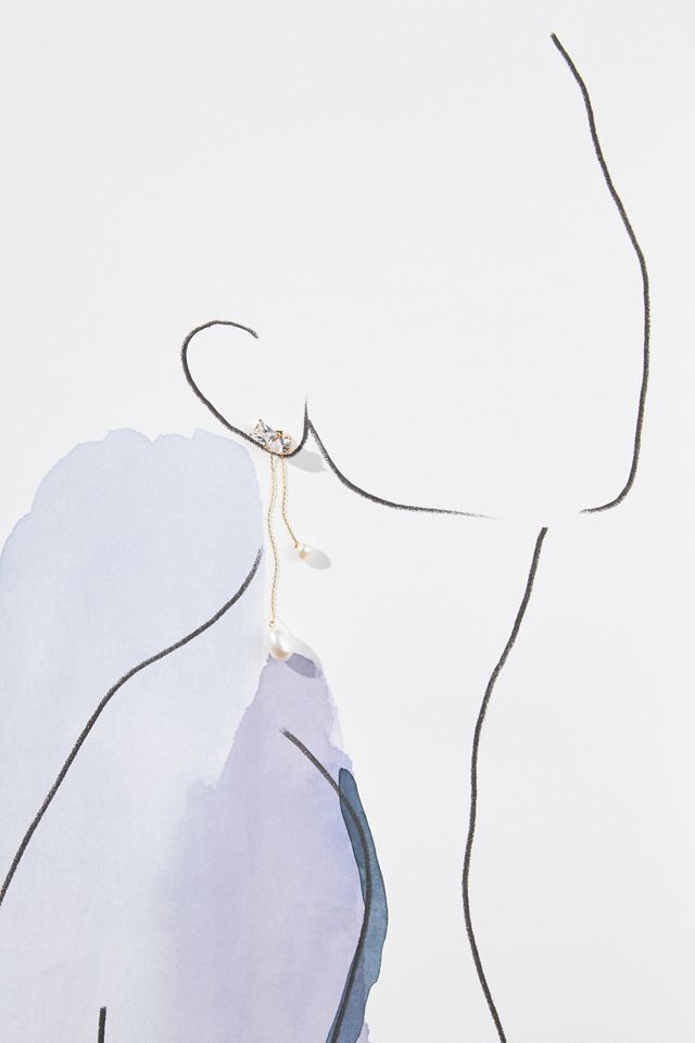 Pearl & Crystal Front-Back Drop Earrings