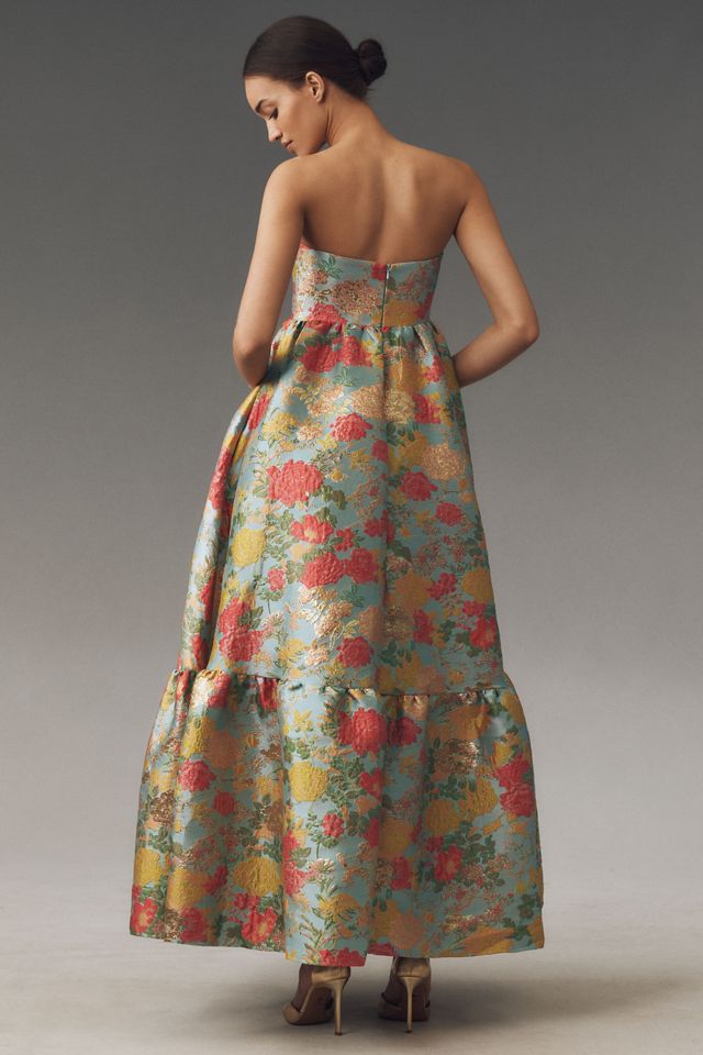 Mac Duggal Strapless Floral Brocade Maxi Dress #2
