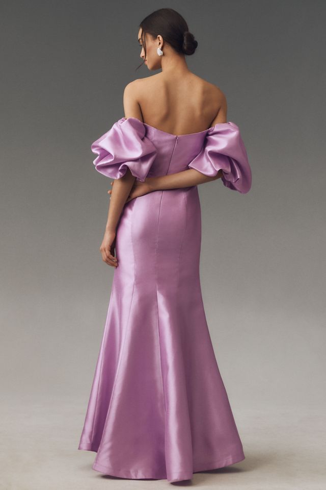 Mac Duggal Sweetheart Off-The-Shoulder Satin Mermaid Maxi Dress #1