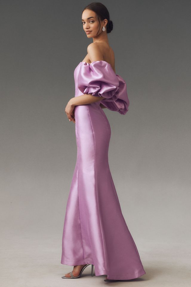 Mac Duggal Sweetheart Off-The-Shoulder Satin Mermaid Maxi Dress #3