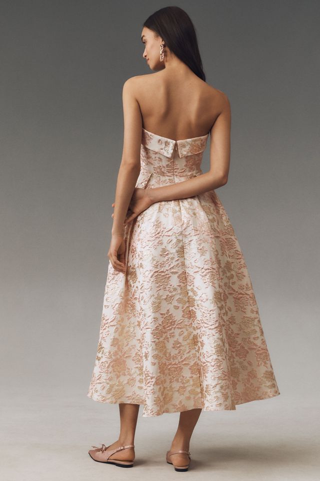 Mac Duggal Strapless Brocade A-Line Midi Dress #1