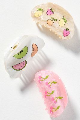 Frasier Sterling Fruit Hair Claw Clips, Set Of 3