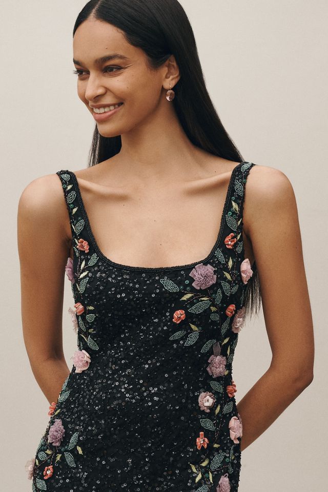 Mac Duggal Square-Neck Floral Beaded Maxi Dress #2