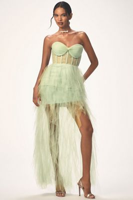 Mac Duggal Faille Strapless 3D Floral Mini Dress | Anthropologie