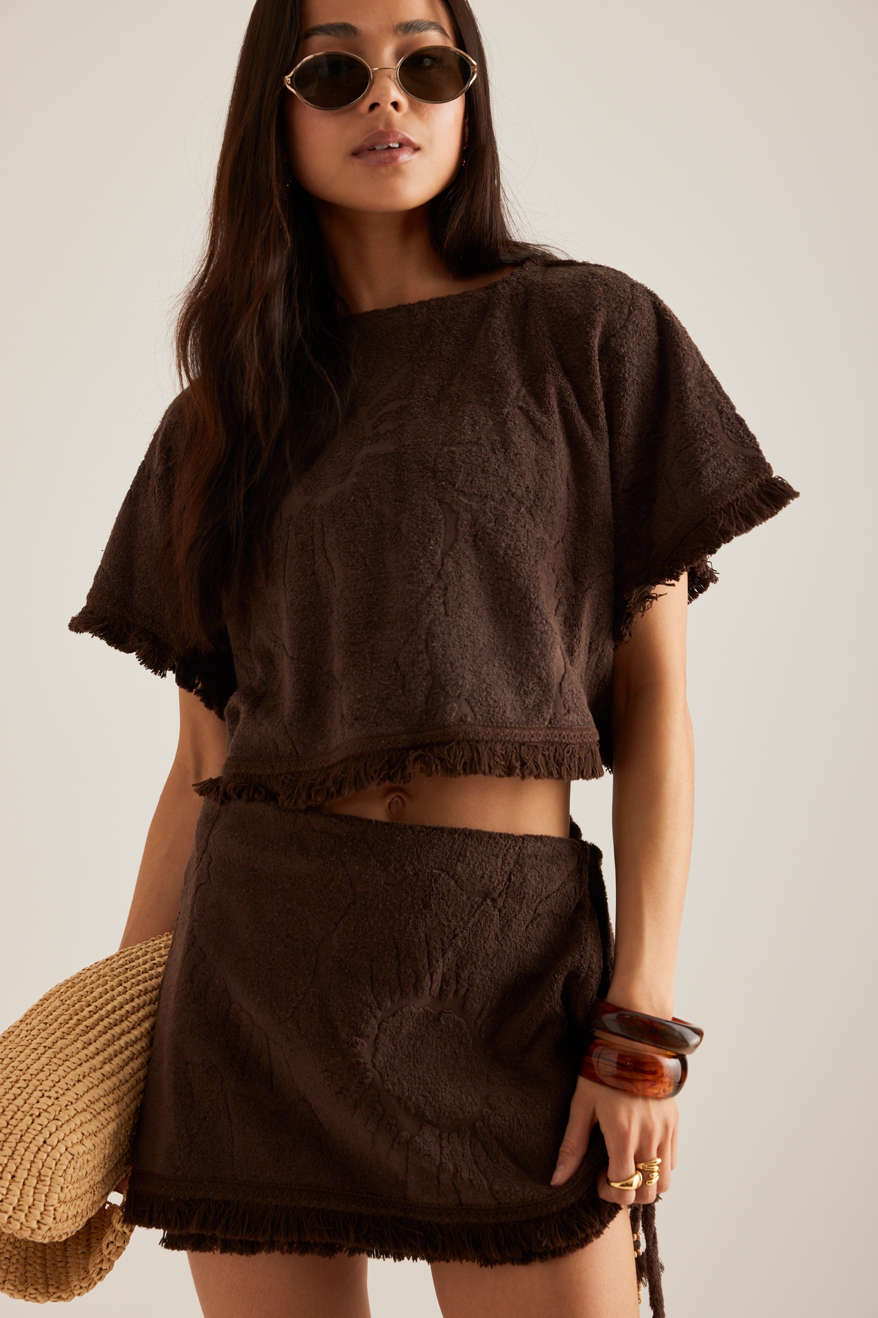 Ollari Terry Textured Poncho
