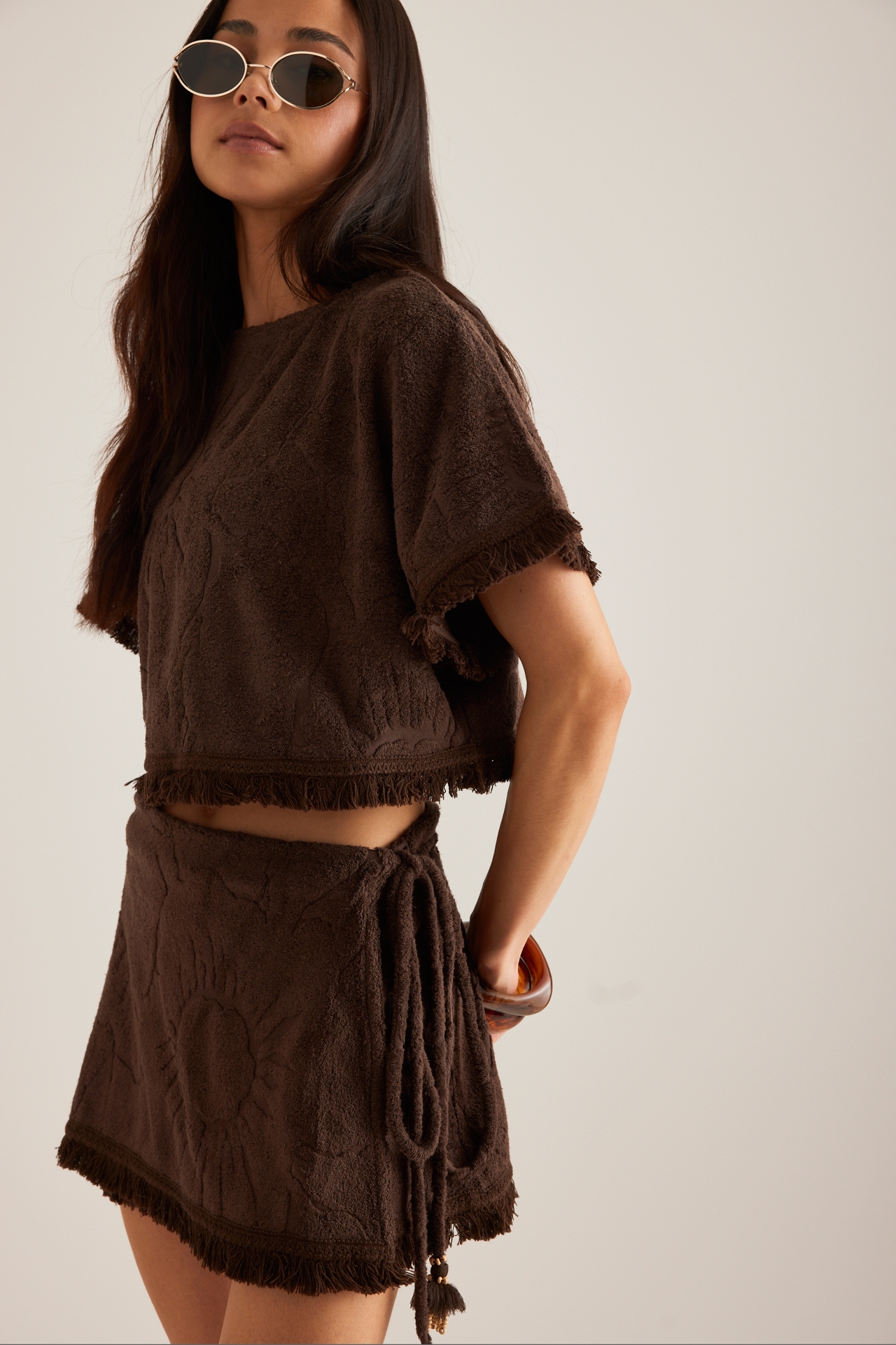 Ollari Terry Textured Poncho