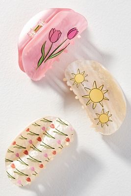 Frasier Sterling Floral Hair Claw Clips, Set Of 3