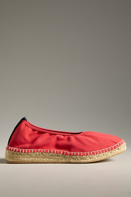 Naguisa Allium Mesh Espadrille Flats In Red