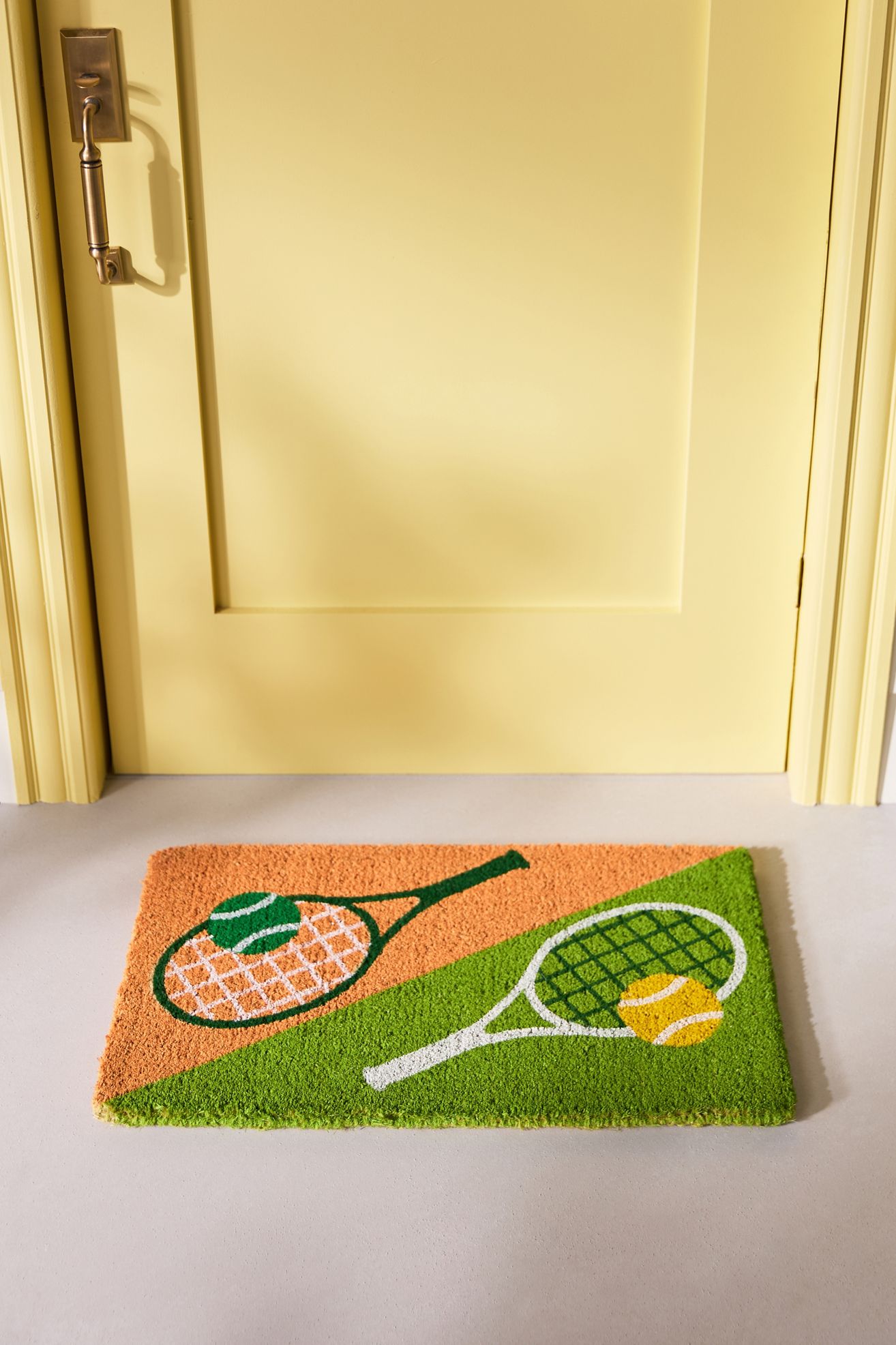 Tennis Coir Printed Doormat - Peach, Standard, 18" x 30"