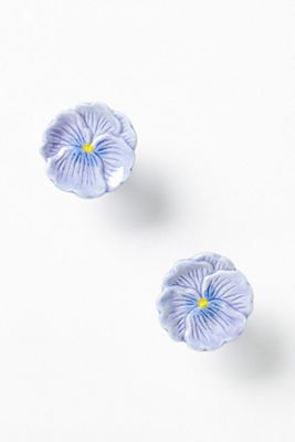 Lyah Pansy Stoneware Floral Knobs, Set of 2