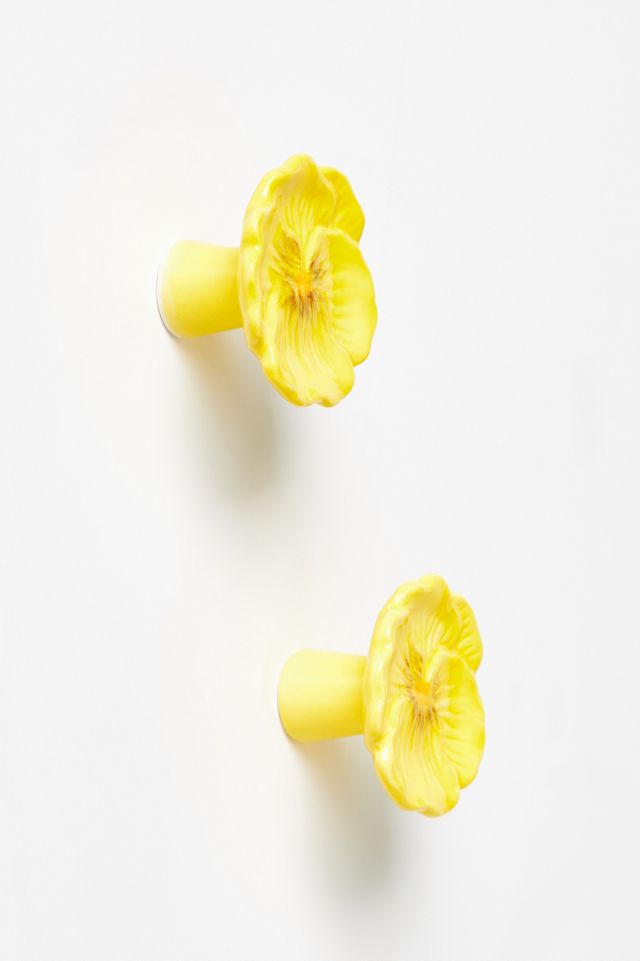 Lyah Pansy Stoneware Floral Knobs, Set of 2 #1