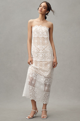 BHLDN Strapless Eyelet Column Maxi Dress