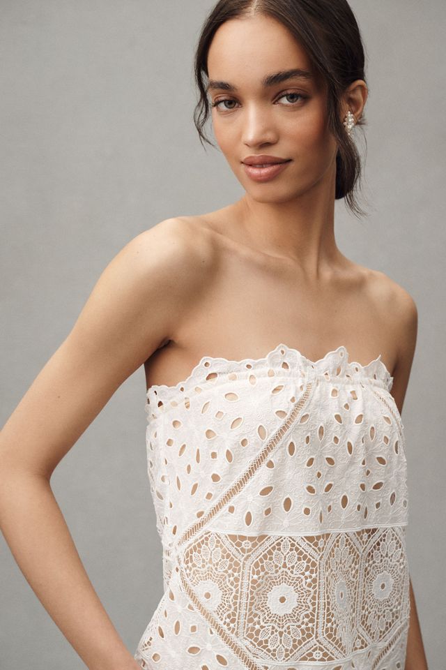 BHLDN Strapless Eyelet Column Maxi Dress #1
