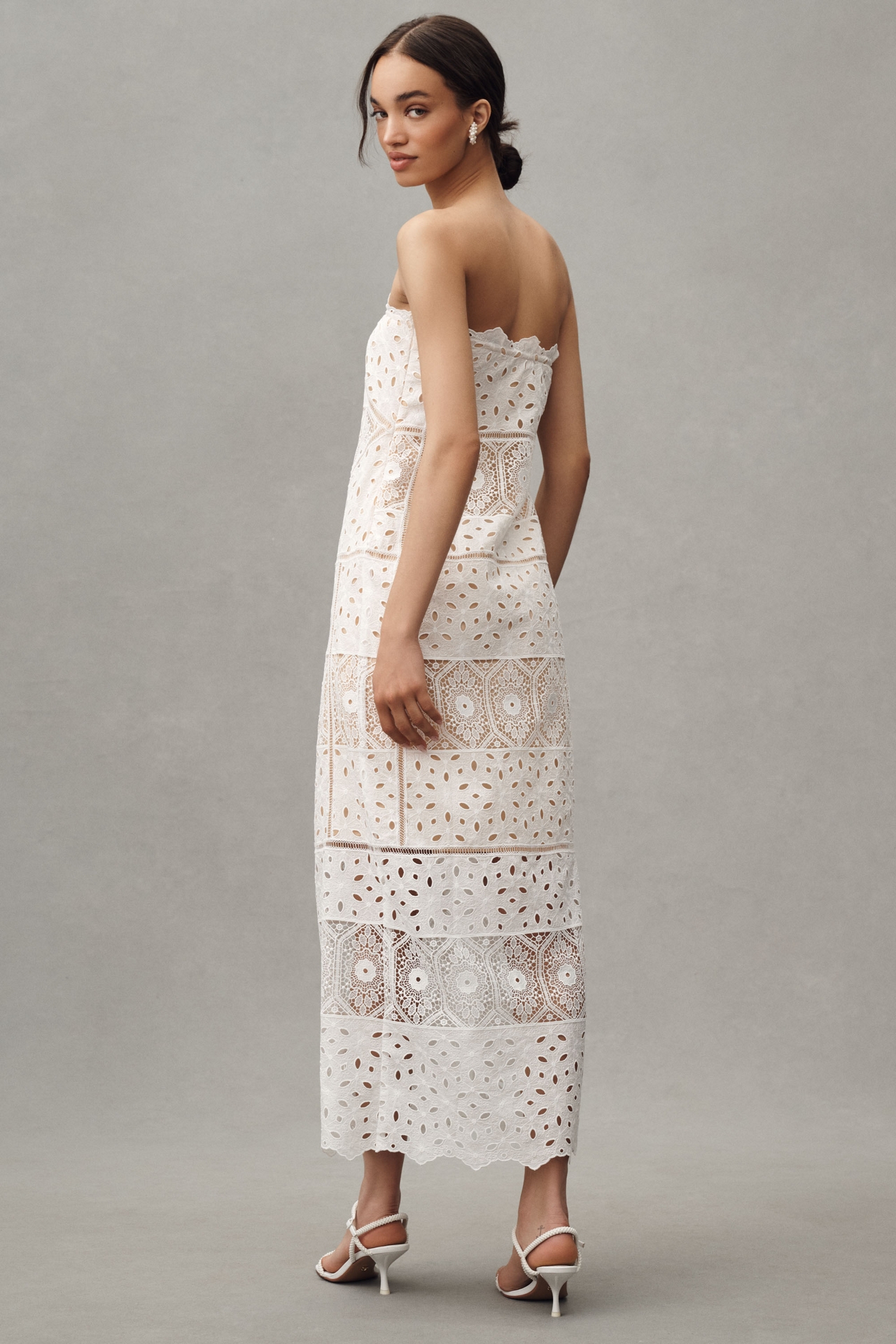 BHLDN Strapless Eyelet Column Maxi Dress