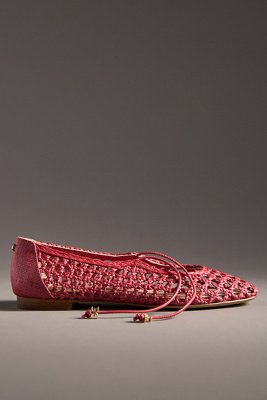 Sam Edelman Marcie Woven Raffia Ballet Flats In Red