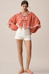 Maeve Long-Sleeve Scallop Tie-Front Blouse