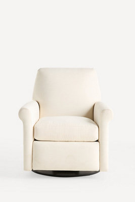 Anthropologie Crawford Linen Reclining Swivel Chair